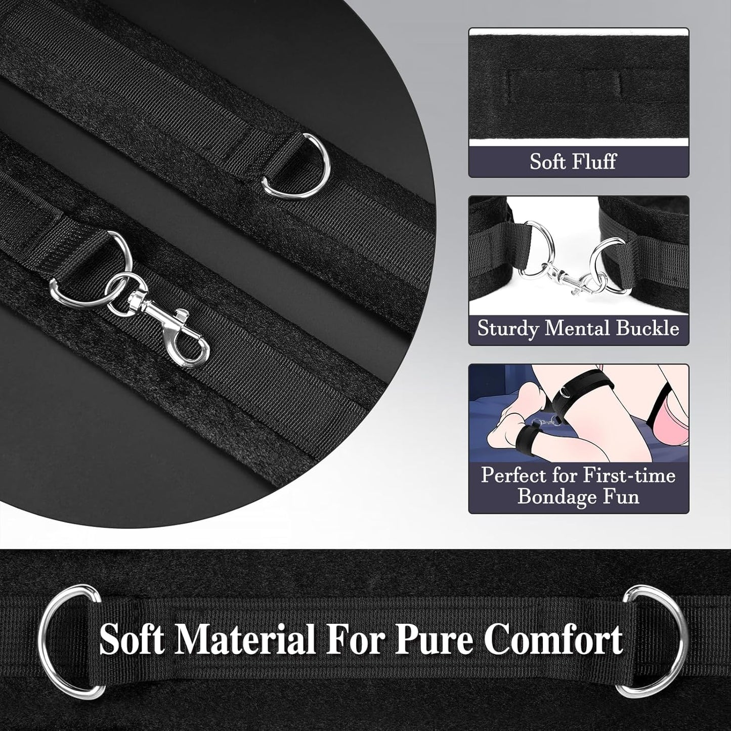 VelourBind Restraint Set – Wrist, Thigh & Ankle Cuffs