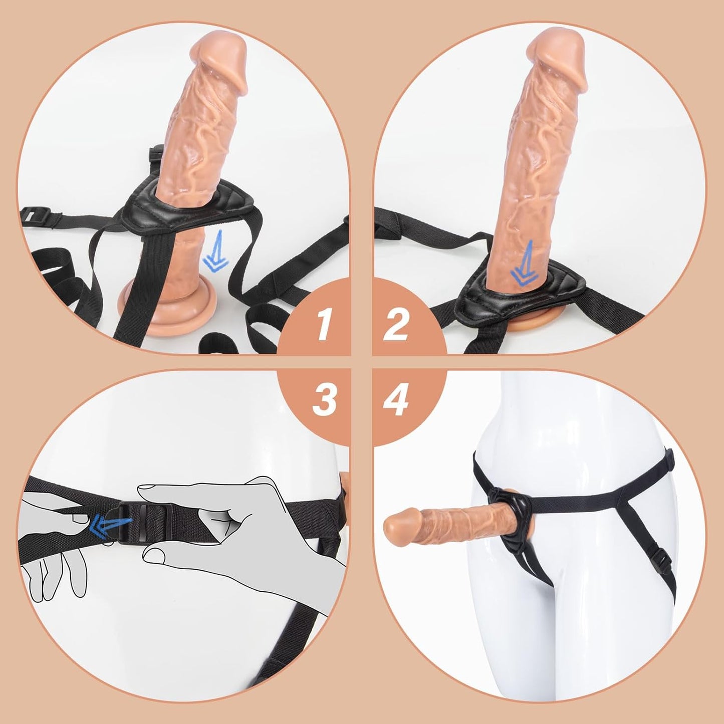 WildRide Strap-On Dildo Set | 7" Suction Cup, Adjustable Fit