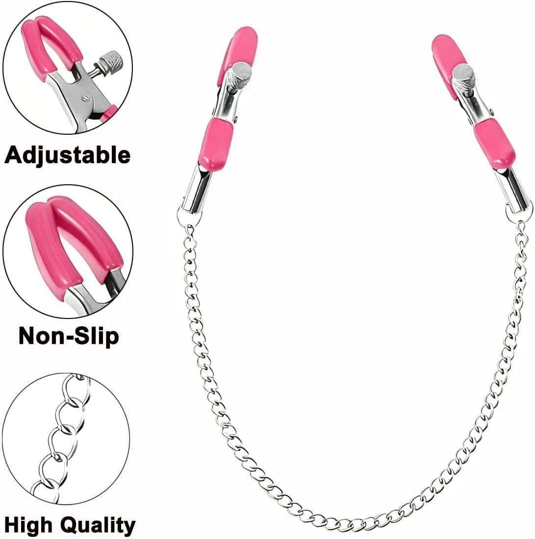 EuphoricTrinity Adjustable Nipple Clamps with Chain, Bows and Bells