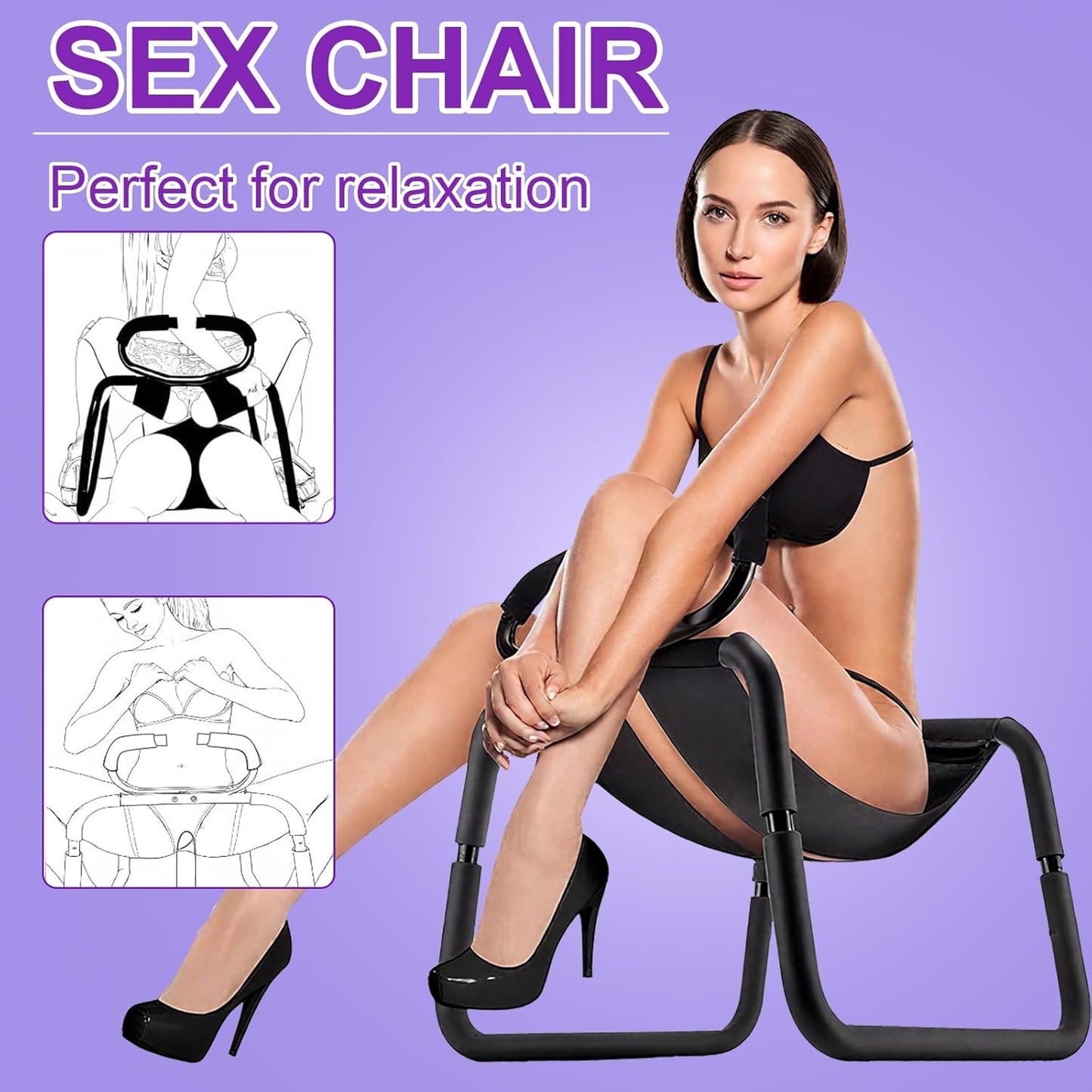 Sex Chair with Handles & Elastic Straps – Adjustable Bouncing Love Chair for Couples, Multifunctional Position Aid Stool, Easy to Assemble, Portable Intimate Furniture for Women and Men