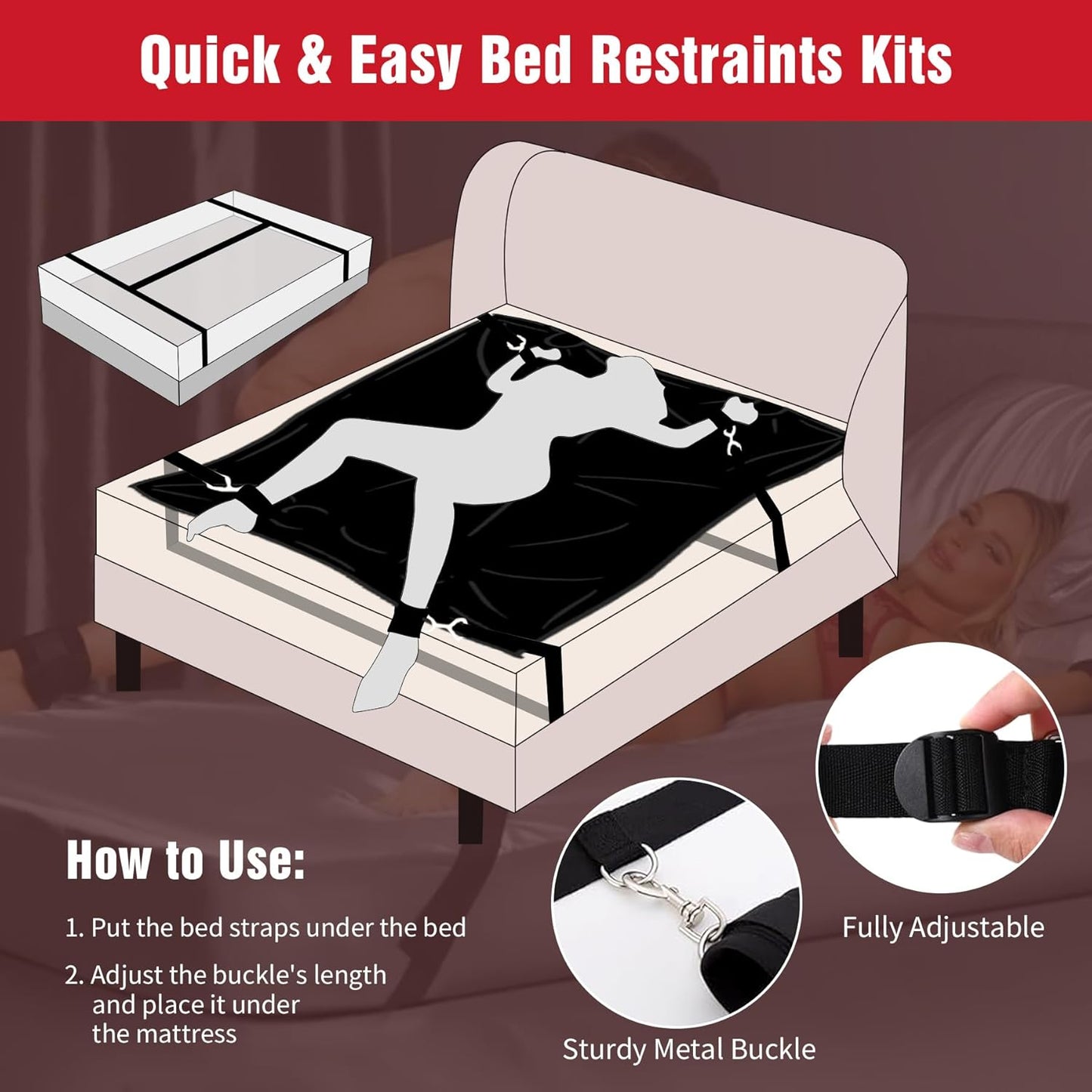 NocturnePlay 7-Piece BDSM Bed Restraint Kit