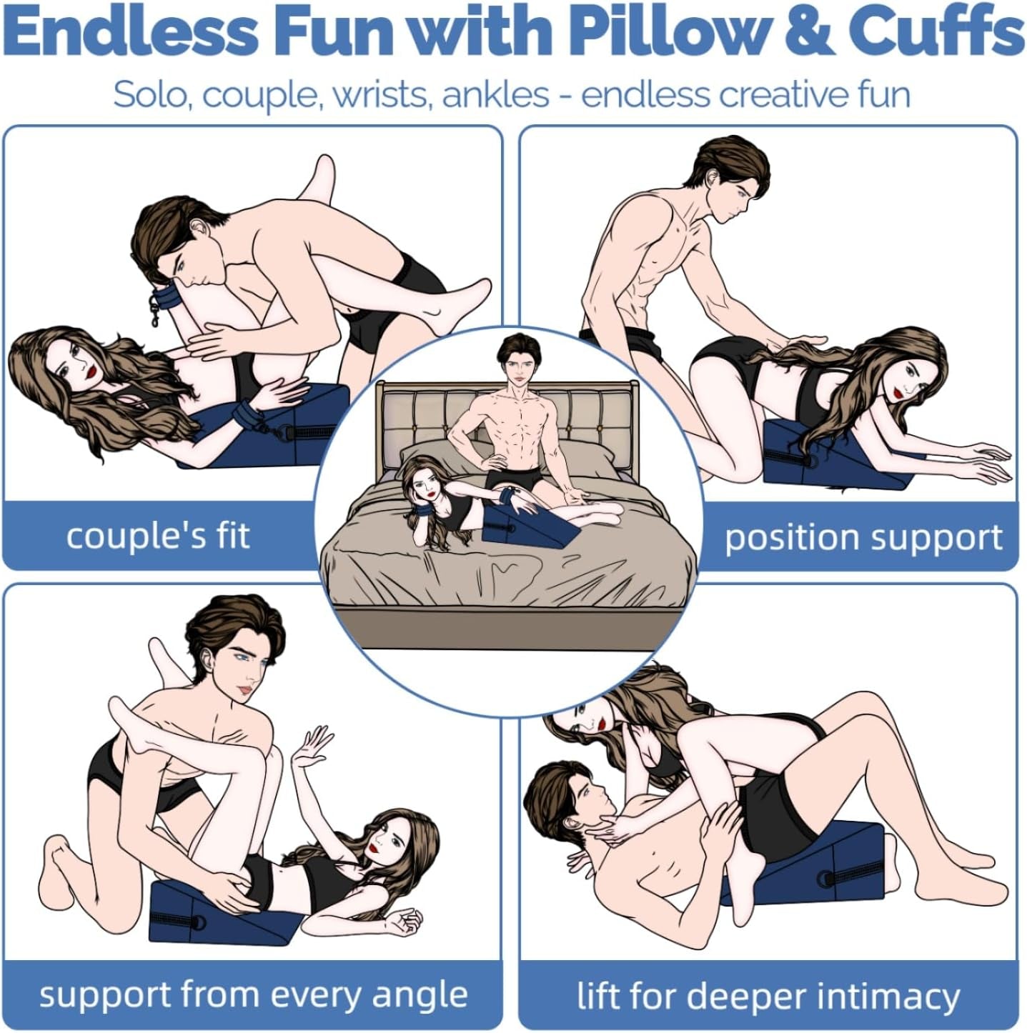 AzureLift Sex Position Pillow with Cuffs