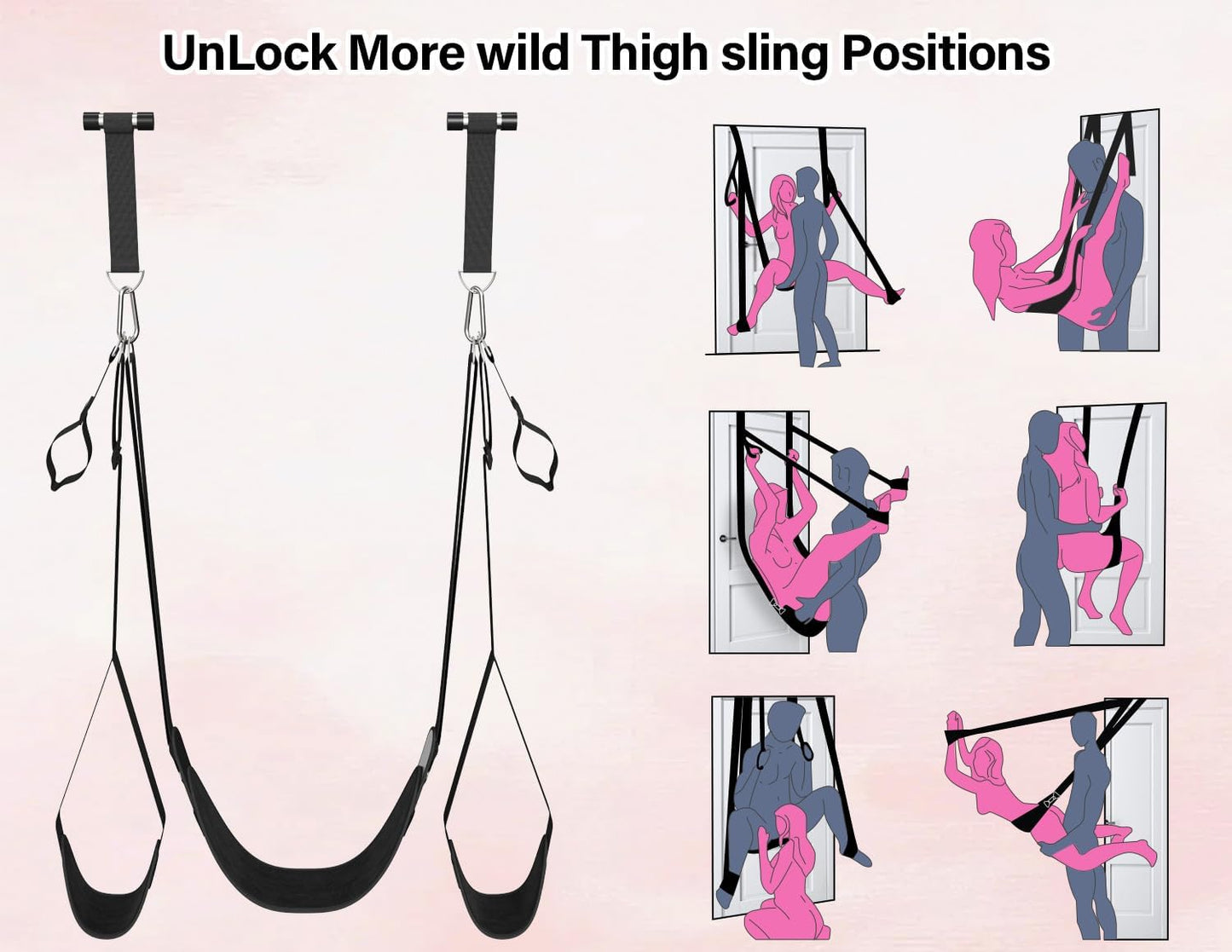 Door Stretching Strap for Physical Therapy Sex Swing & Yoga, Non-Elastic Flexibility Belt for Home Workout, Pilates, Hamstring & Leg Stretching Toys for Men & Women,Included Anchor Hanger Setup ,Valentine'S Day Gift (Bolts/ Screws Not Include)