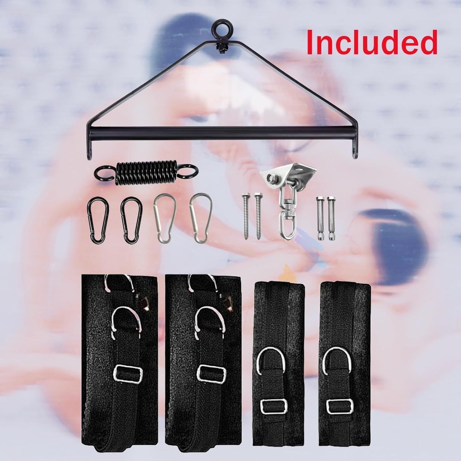 Sex Swing BDSM Sex Toys Bondage Slave Hanging Sex Slings with Sturdy Iron Frame and Soft Adjustable Straps, 530Lbs Capacity Hanging Handcuffs Leg Restraints Intimate Bedroom Sex Toys for Couple