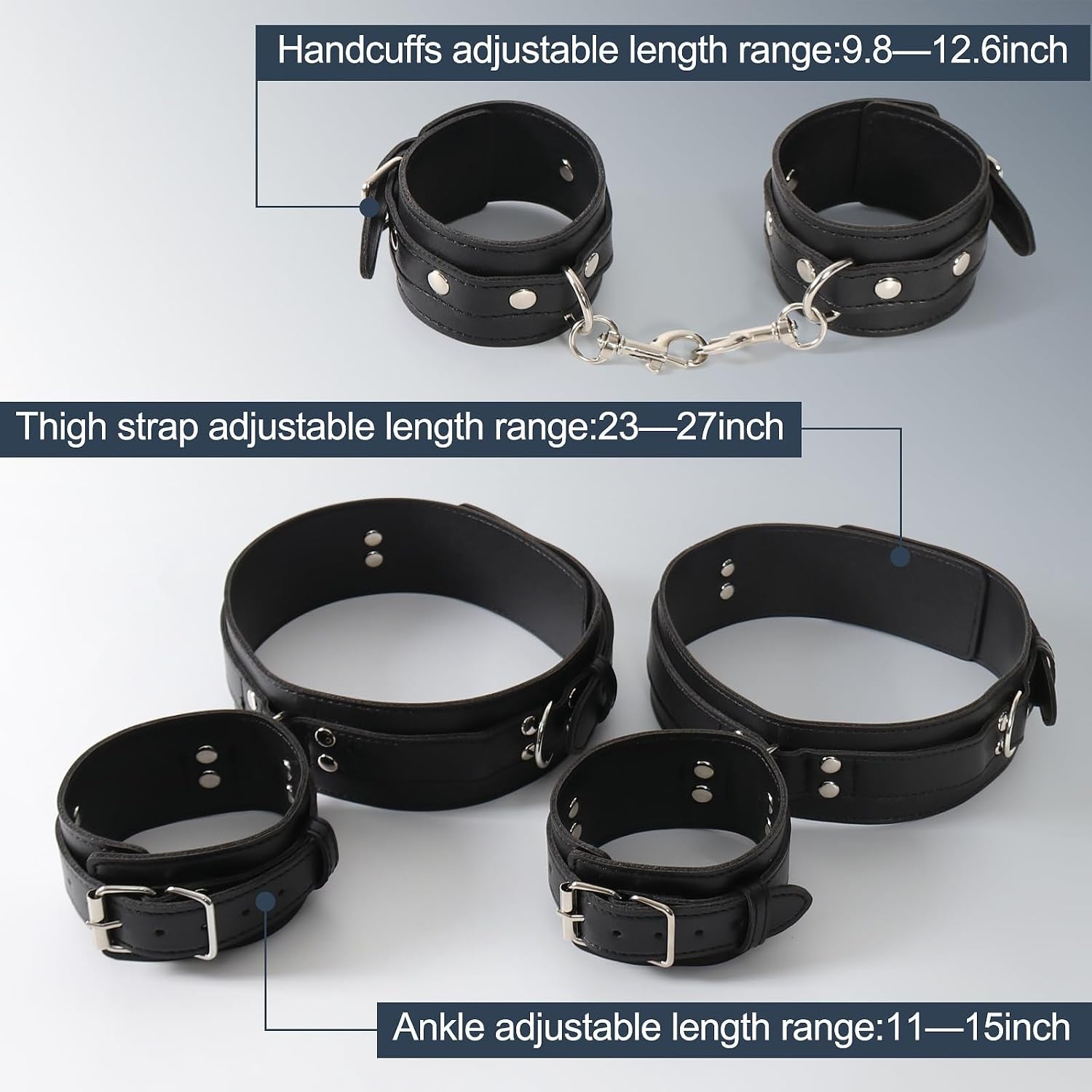NoirLeather Bondage Set – Wrist, Thigh & Ankle Cuffs