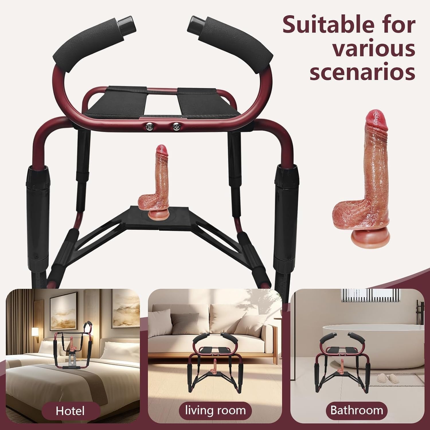 Adjustable Sex Chair for Couples – Sturdy Love Position Aids Furniture for Bedroom, Intimate Games & SM Play Bench, Heavy-Duty Sex Position Enhancer with Soft Seat, Handrail Support & Easy Assembly