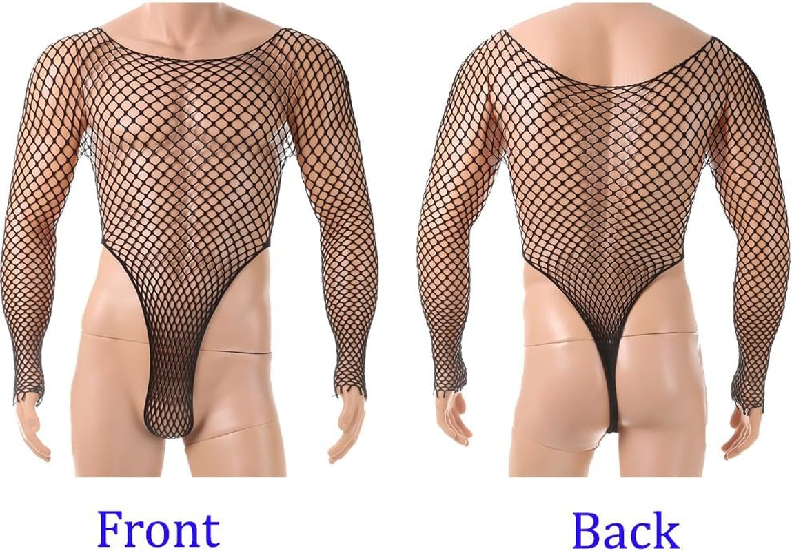 NightPelt Men's SM Play Leopard Sheer Mesh Bodysuit
