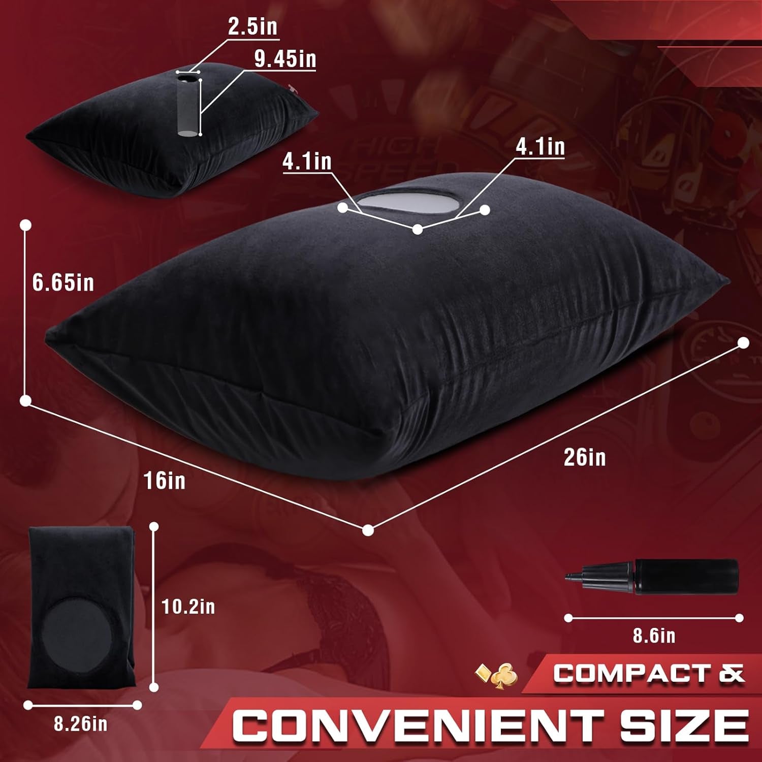 Suction Cup Dildo Mount Pillow for Solo Riding Sex, Inflatable Sex Toy Pillow Sex Cushion for Adult Coulpes Sexual Aids & Deep Penetration, Adult Sex Pillow for Sex Body Positioner(Black)