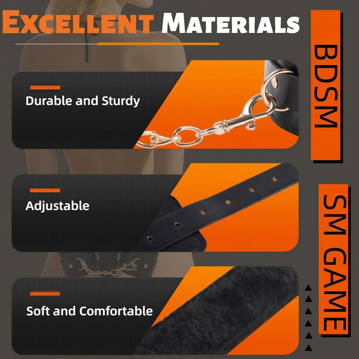 BlackTide 13-Piece BDSM Bondage Kit with Cuffs, Collar and Paddle