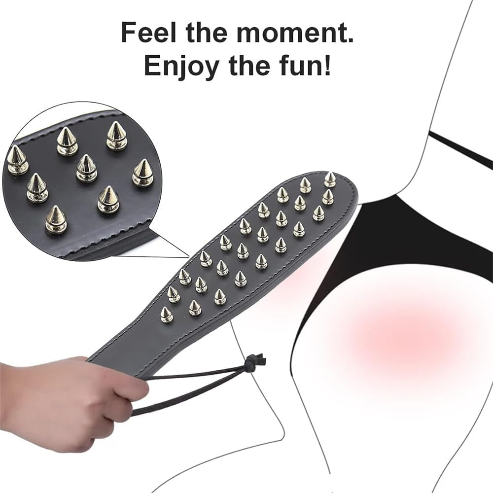 DarkVerdict Double-Sided Studded Spanking Paddle in PU Leather