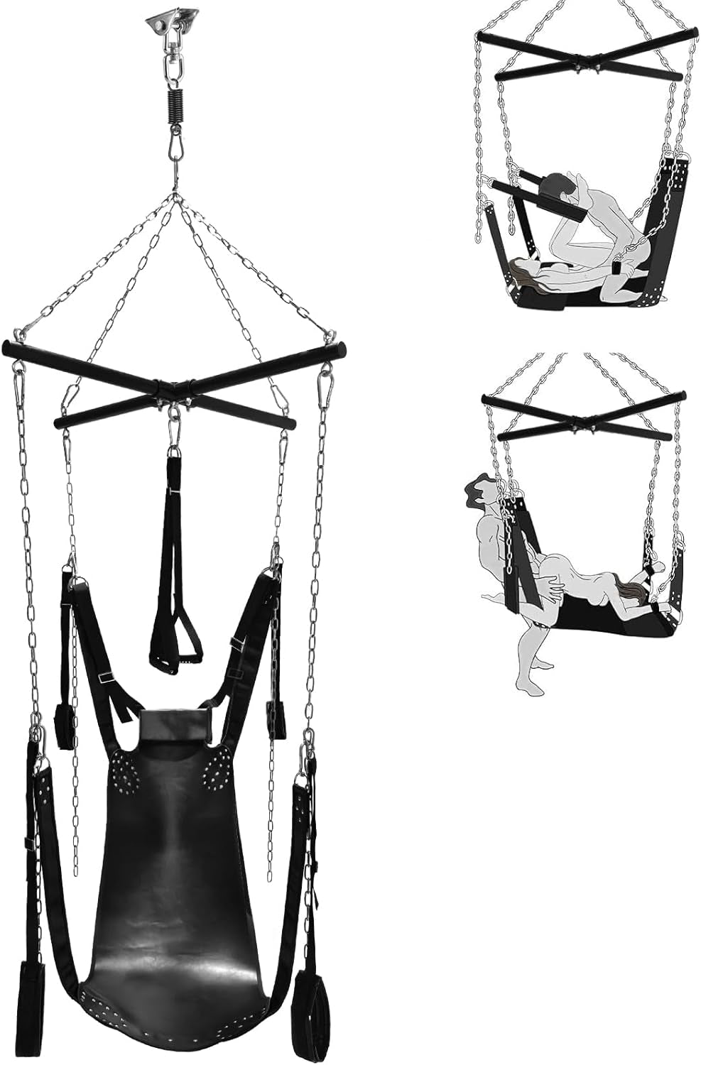WeightlessLuxe Ceiling Sex Swing – Steel Frame, Leather Seat, 800 Lb