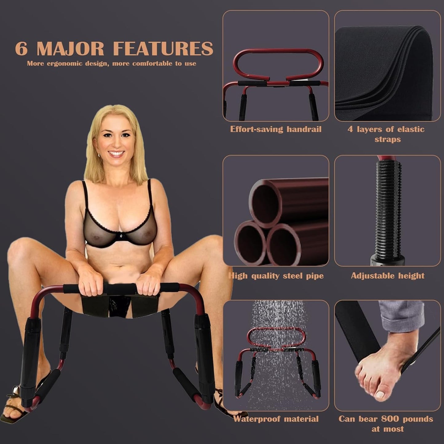 Sex Chair Height Adjustable Sex Position Enhancer Chair for Love Partner Couples,Sexual Enhancer Couples Position Aids Chair, Weightless Bouncing Sex Stools, Sex Novelty Toys for Adult SM Games