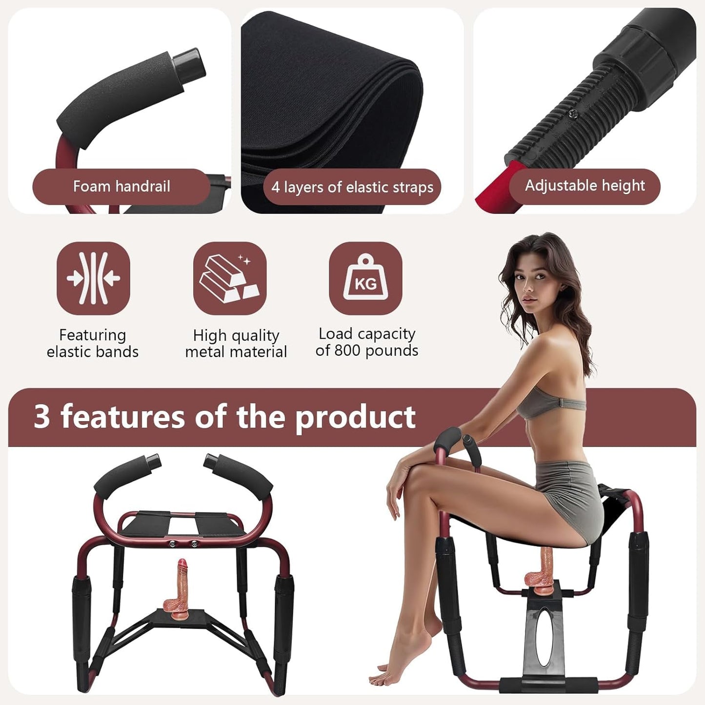 Sex Chair Adjustable Height Sex Furniture Positions Aid Sex Stools for Adults and Lovers Fantastic Sex Toy BDSM Novelty Dildo Mount for Women Couples Festival Gifts