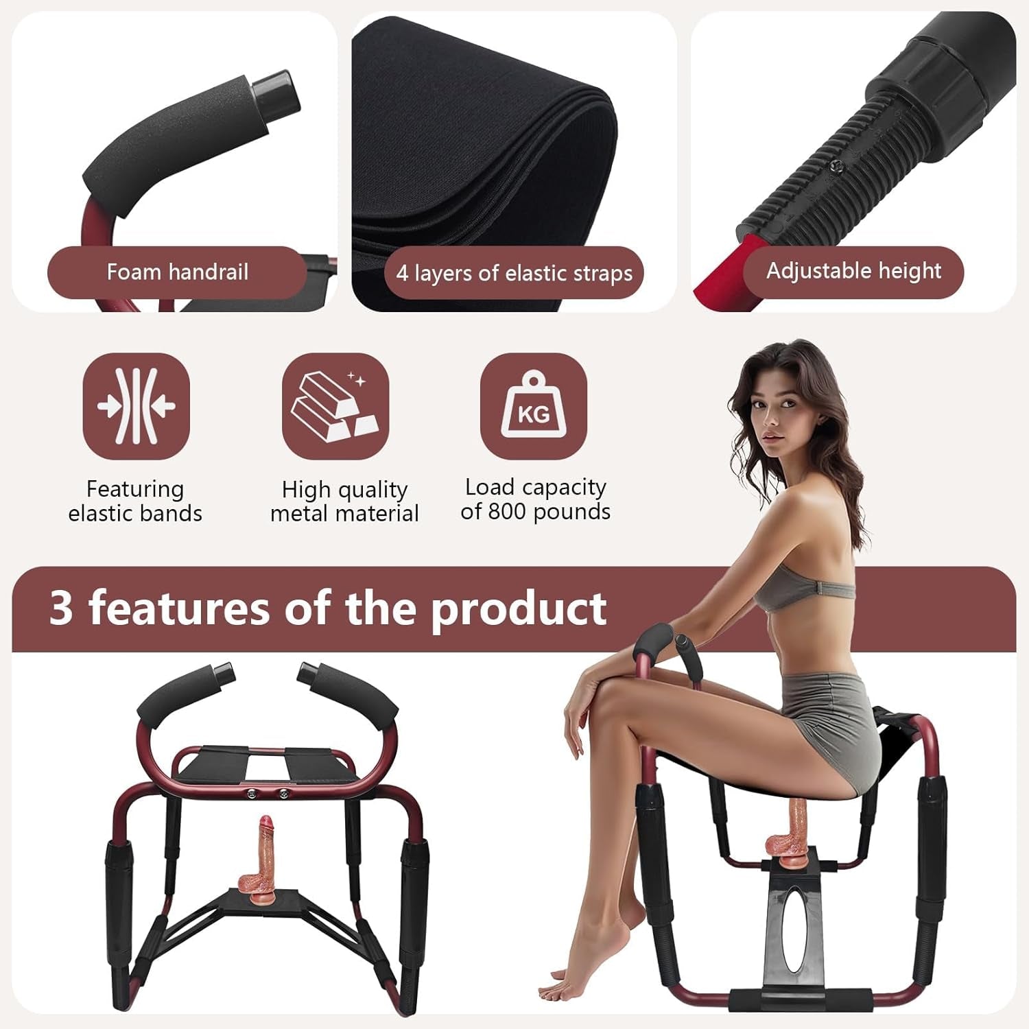 Sex Chair Adjustable Height Sex Furniture Positions Aid Sex Stools for Adults and Lovers Fantastic Sex Toy BDSM Novelty Dildo Mount for Women Couples Festival Gifts
