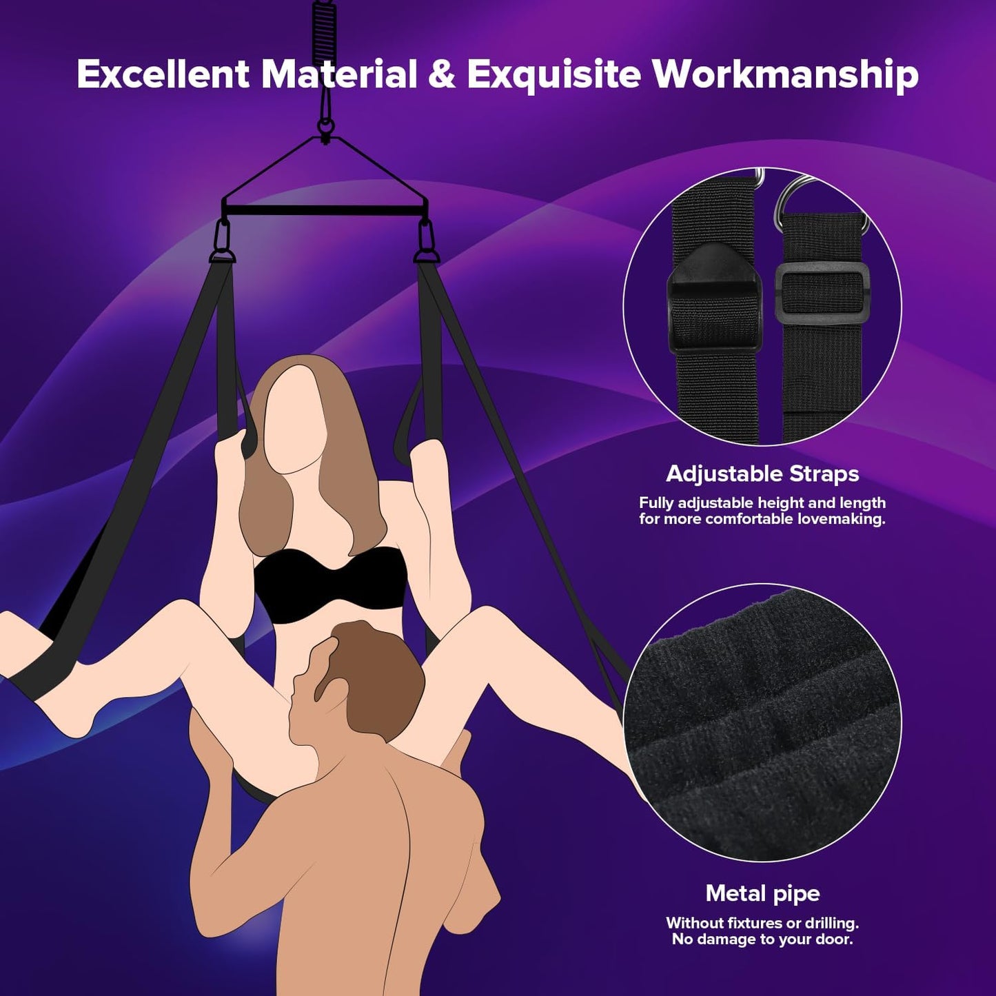 360 Degree Sex Swing for Adults Couple Sex Toys Comfortable Adult Sex Restraining Set Adult Tools Bondage Restraints BDSM Set Adjustable Straps for Couples Lovers (XL)