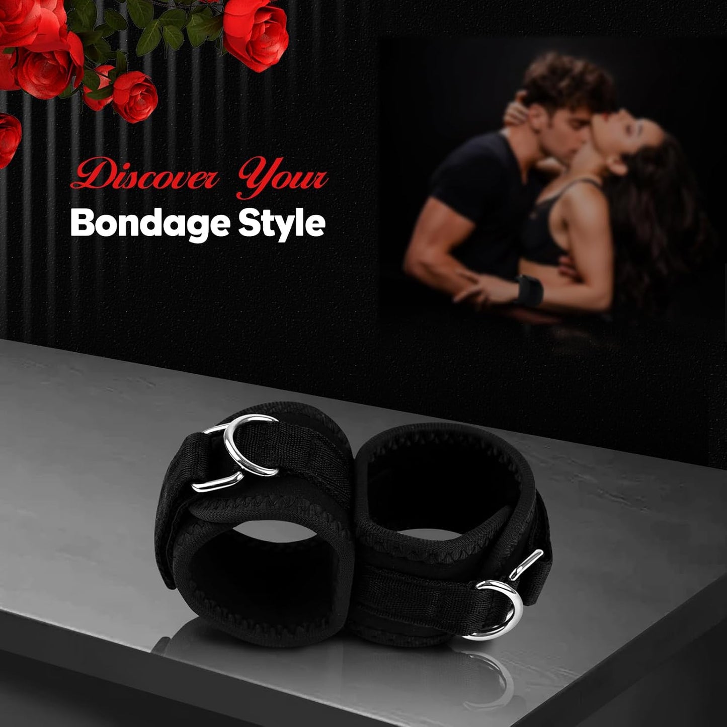 Bound & Ready Adjustable Connected Bondage Cuff Set for Couples | Padded Restraints