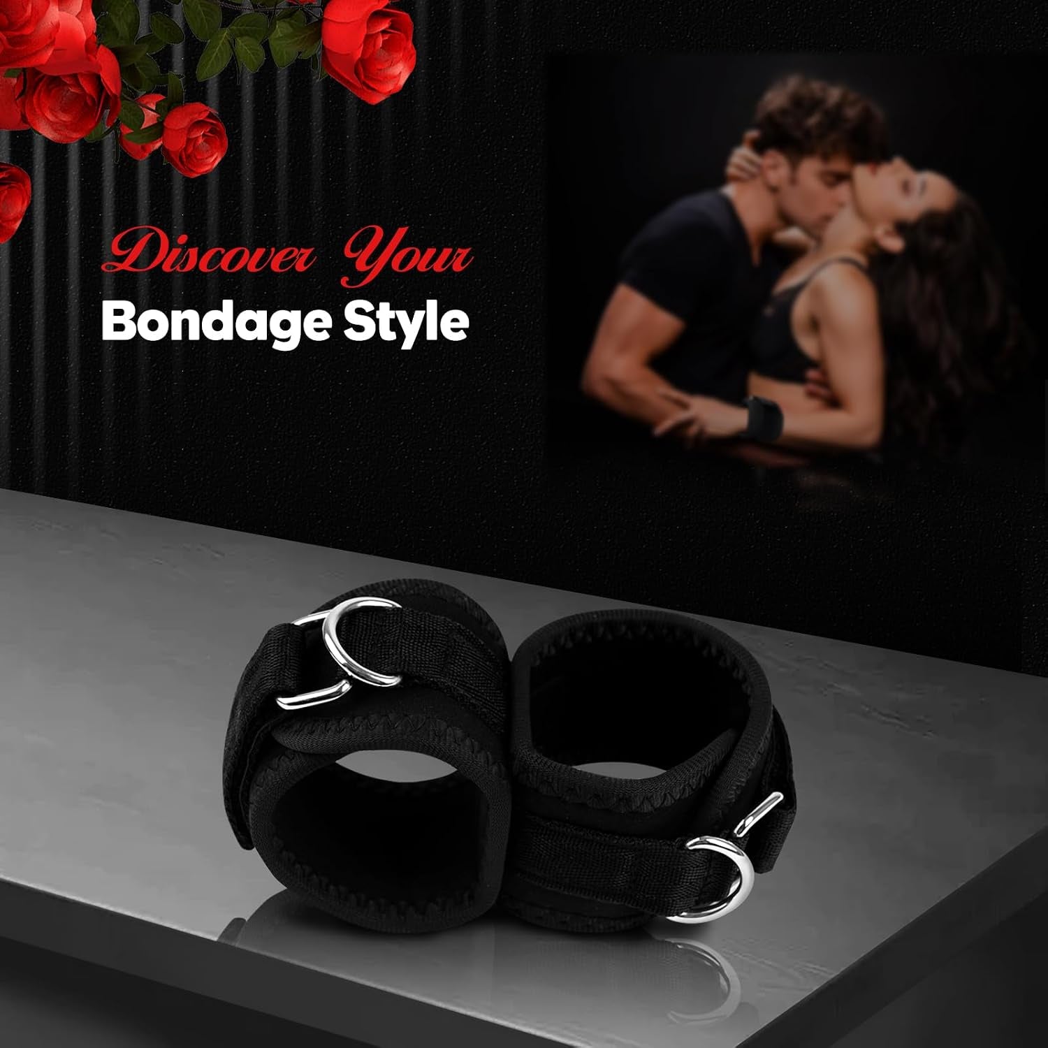 Bound & Ready Adjustable Connected Bondage Cuff Set for Couples | Padded Restraints