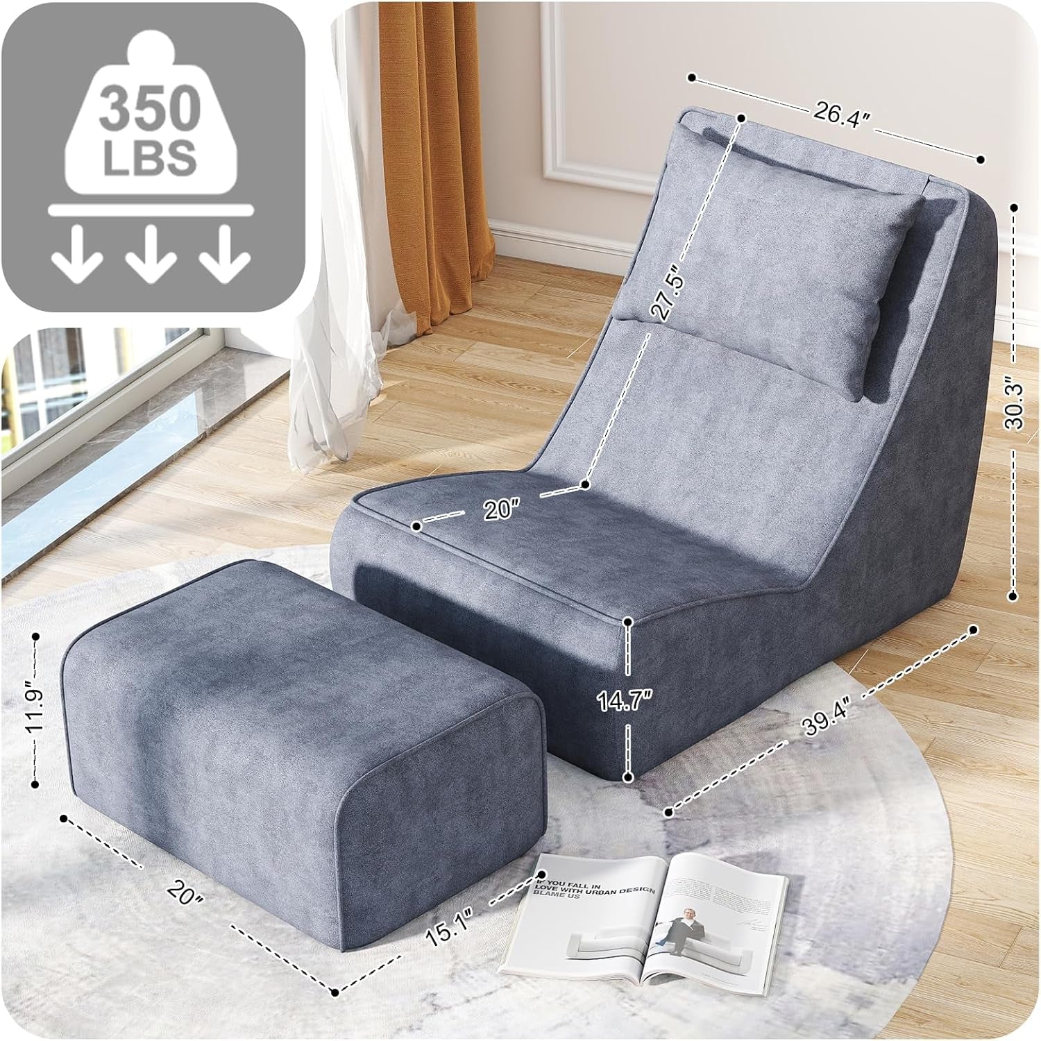 VelvetHaven Convertible Sex Chaise & Ottoman Set