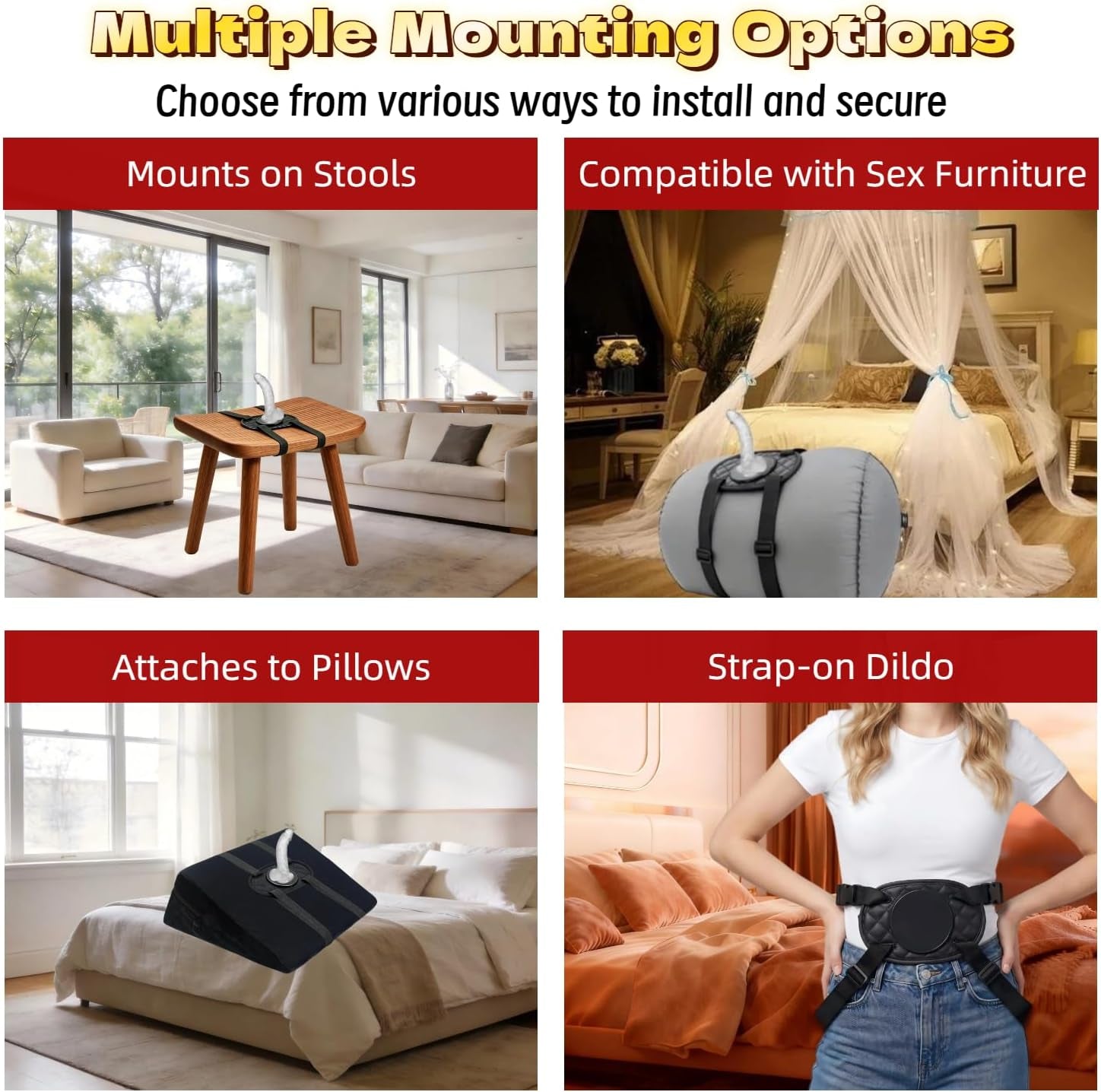 FreeRein Adjustable Hands-Free Dildo Saddle Mount