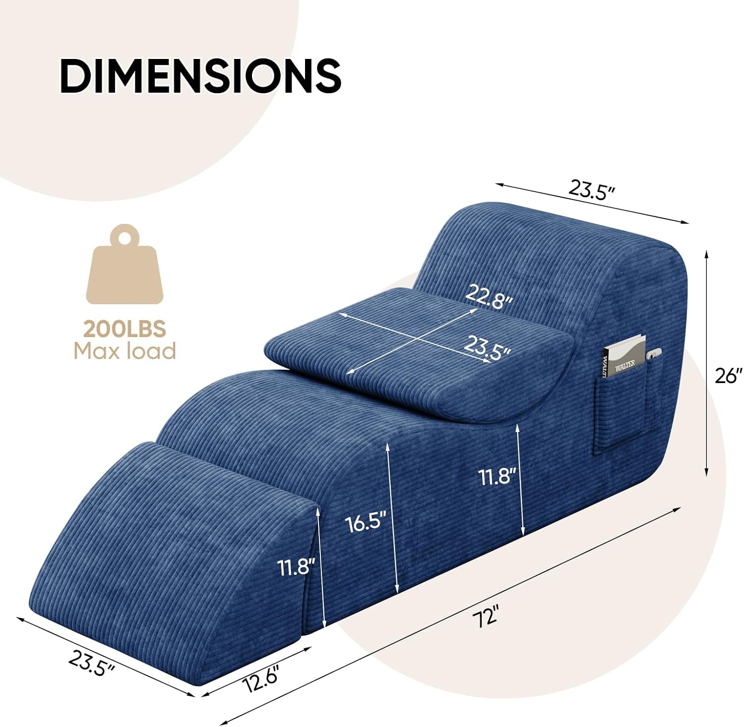 AzureAfterglow Sex Chaise Lounge with Lumbar Cushion
