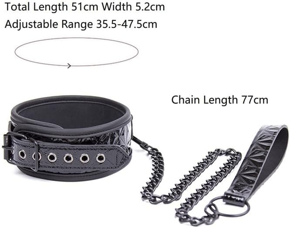 VelvetLeash Adjustable BDSM Leather Collar & Chain