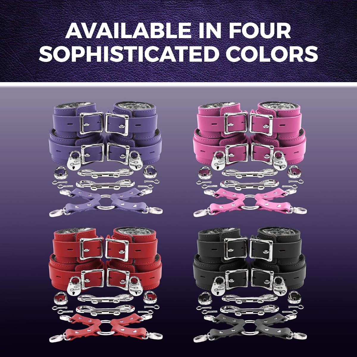 SableChain Premium BDSM Fur-Lined Leather Cuffs Set