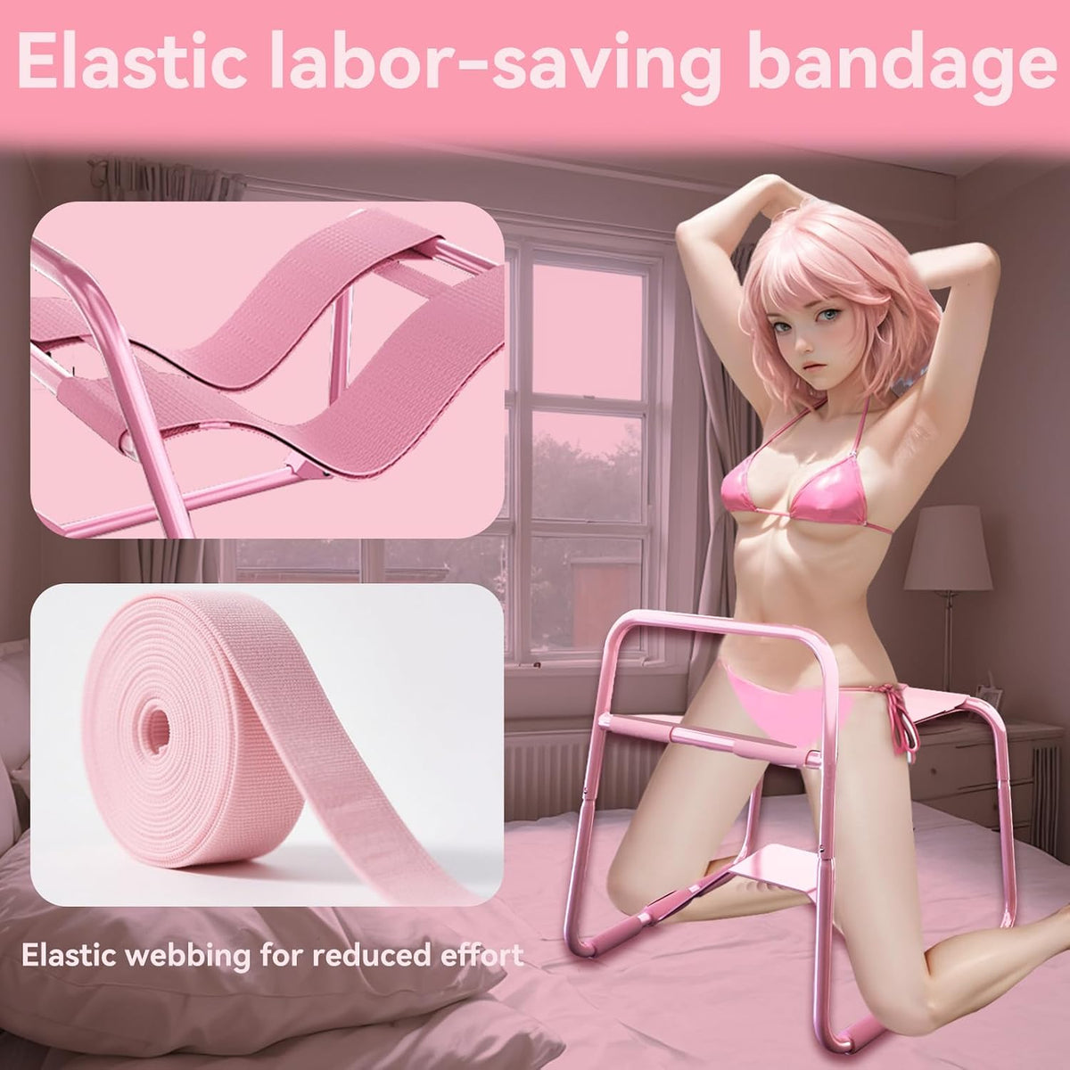 SilkReign Foldable Pink Sex Chair with Armrests