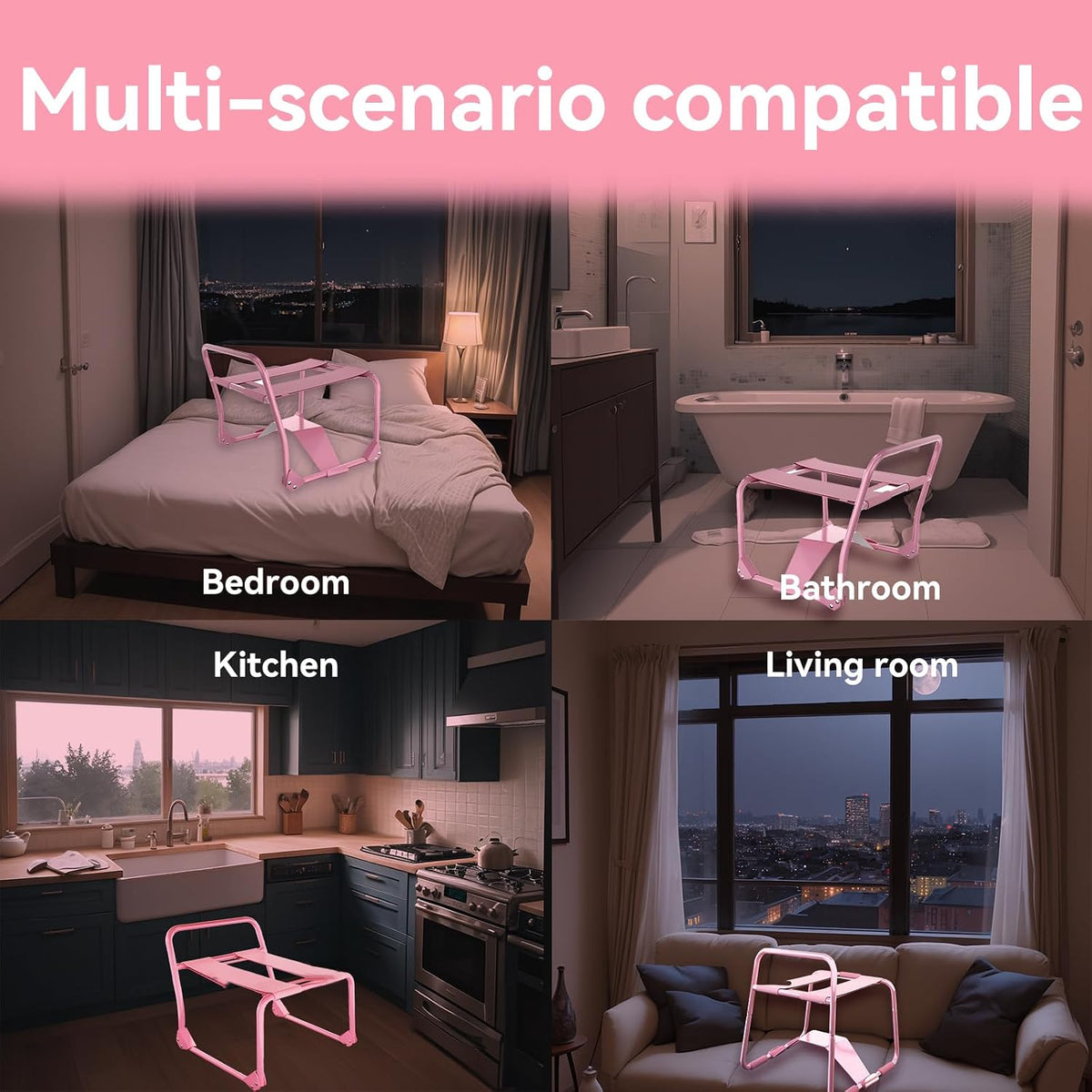 SilkReign Foldable Pink Sex Chair with Armrests
