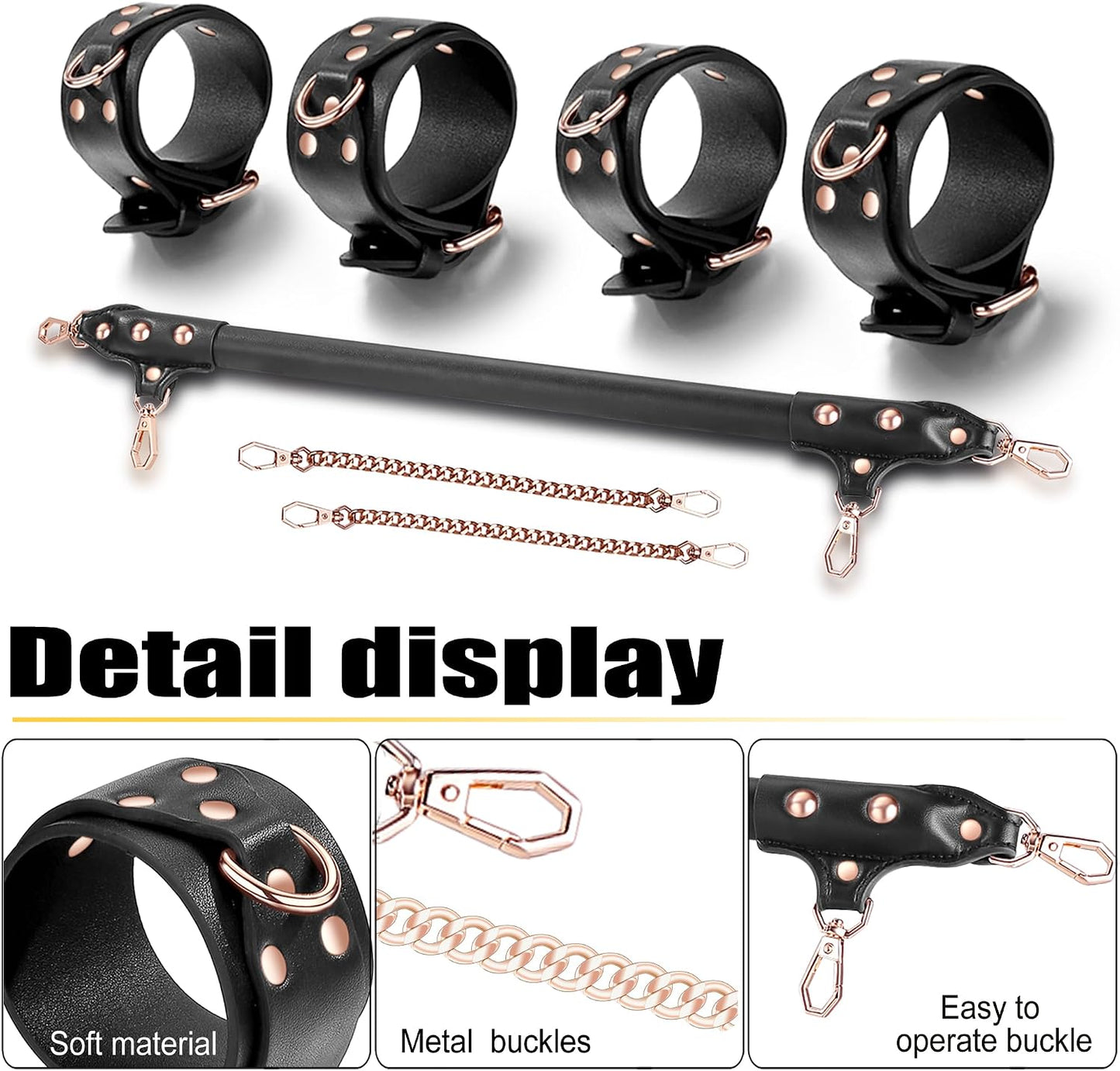 NightSpan Adjustable BDSM Spreader Bar with Cuffs