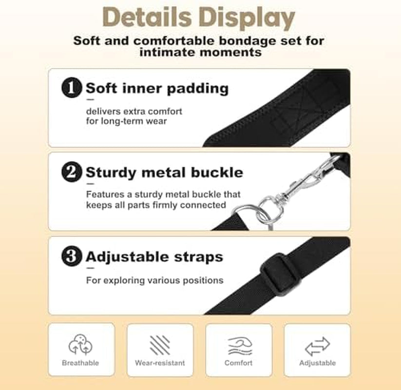 Spread & Bound Wrist & Ankle Cuff Set with Adjustable Strap