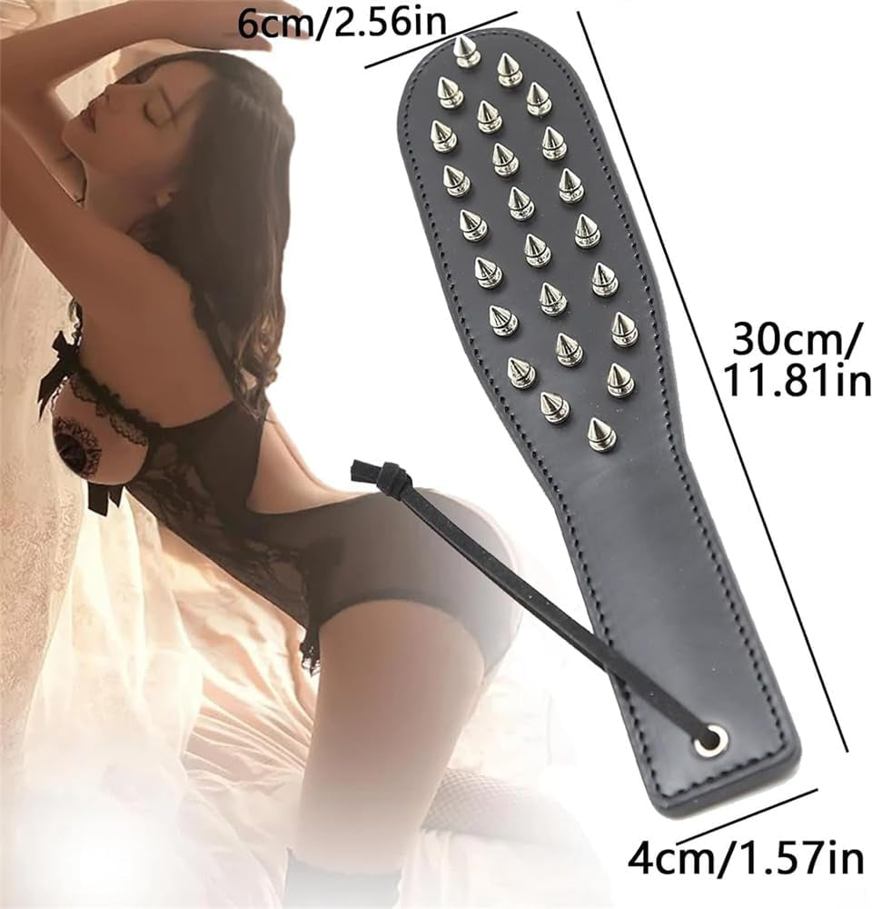 DarkVerdict Double-Sided Studded Spanking Paddle in PU Leather