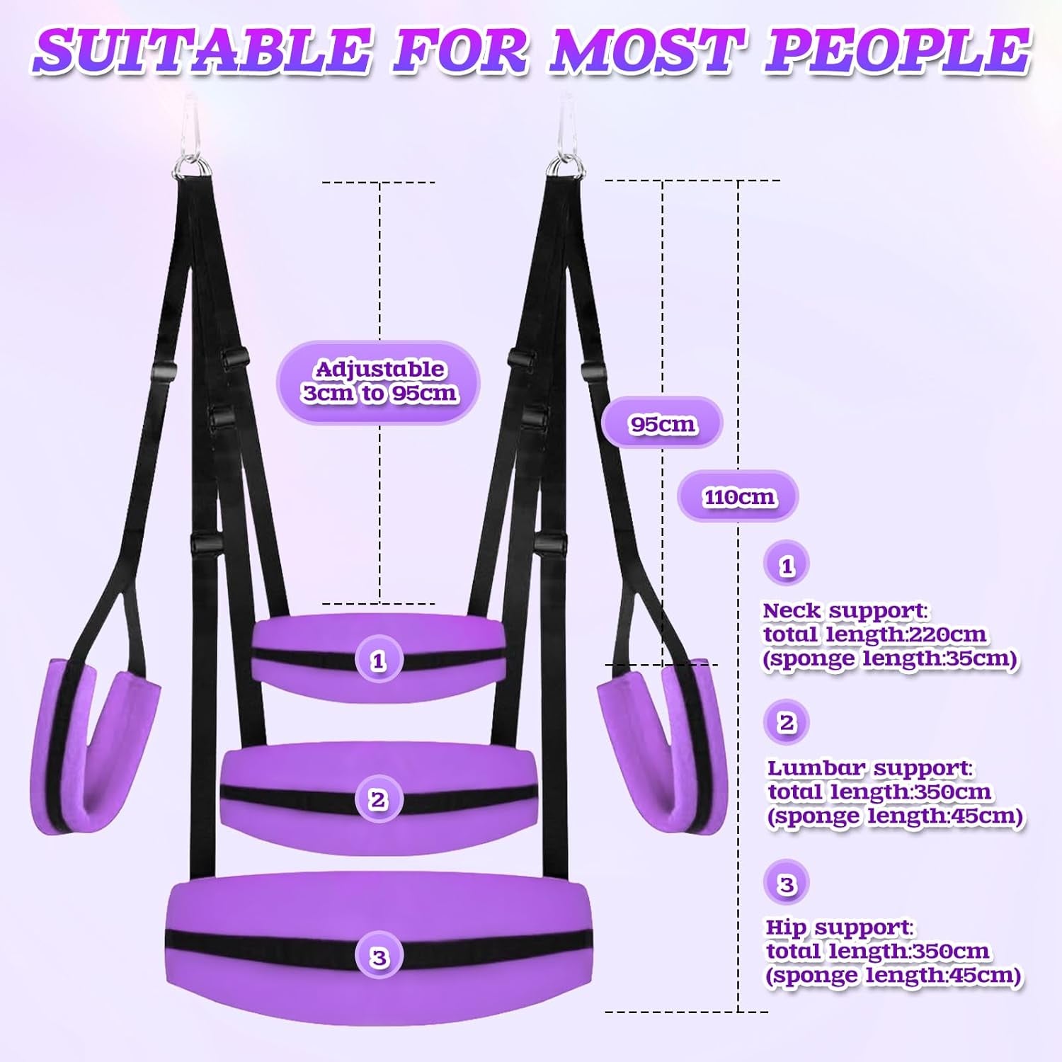 Sex Swing BDSM Sex Toys for Couples - Enhanced Ceiling & Door Sex Swings with Widened Neck Lumbar Hip Pads, Bondage Restraints Adult Toys with Adjustable Sex Straps, Holds up to 300 Lbs