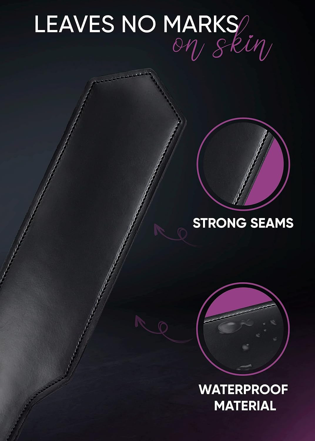 DarkReport Premium 16" Faux Leather Spanking Paddle with Wrist Loop
