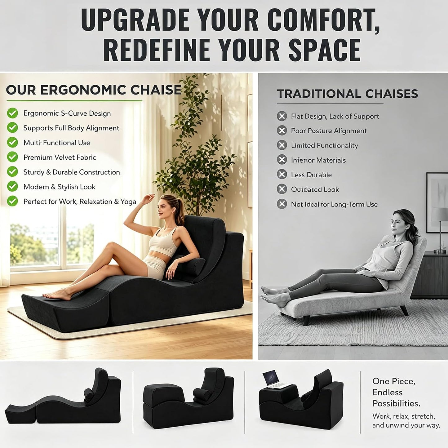NocturneCurve Ergonomic Convertible Tantra & Sex Chaise