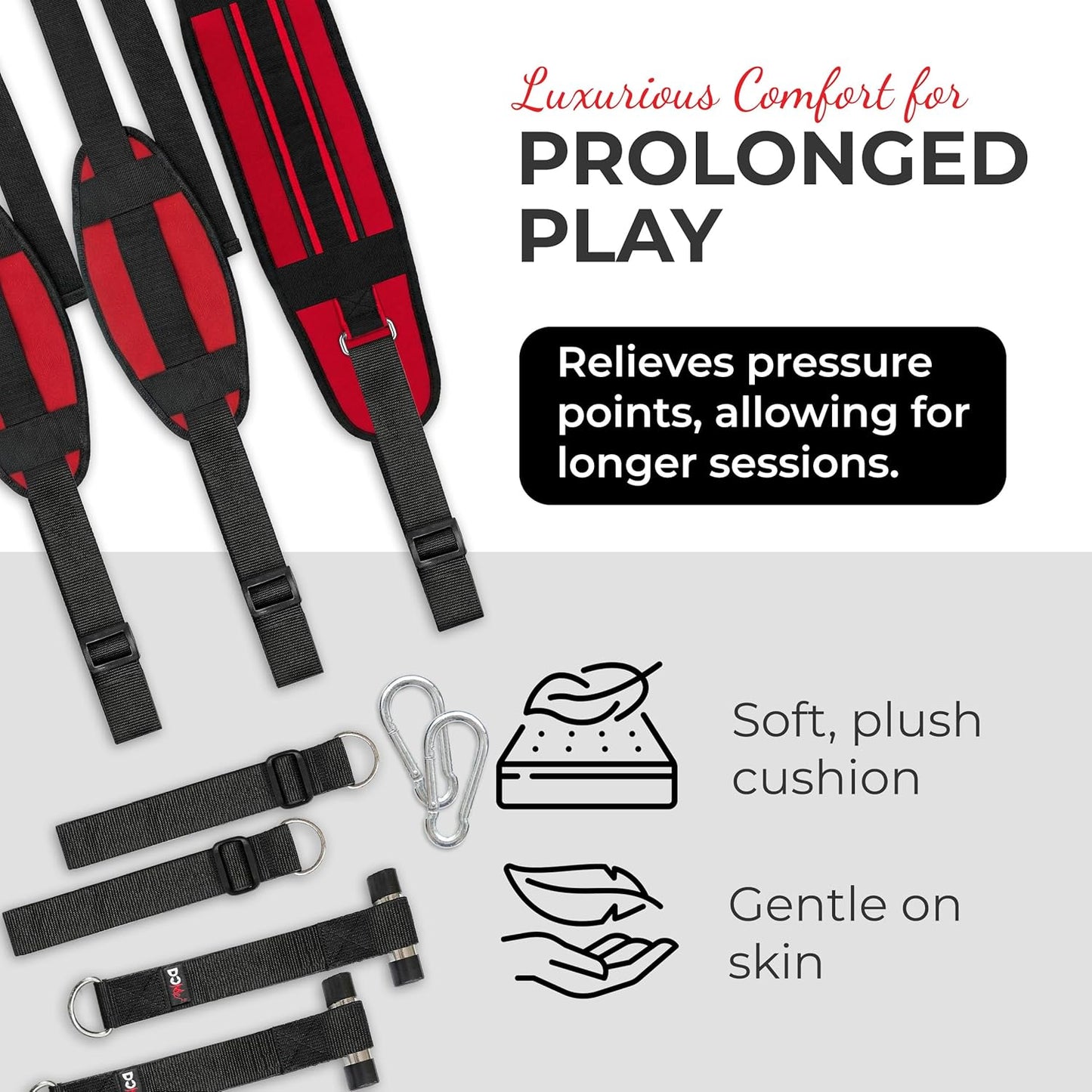 Over-The-Door Sex Swing - Soft Padded Straps for Light Bondage Play - Heavy Duty BDSM Sling Supports up to 300Lbs