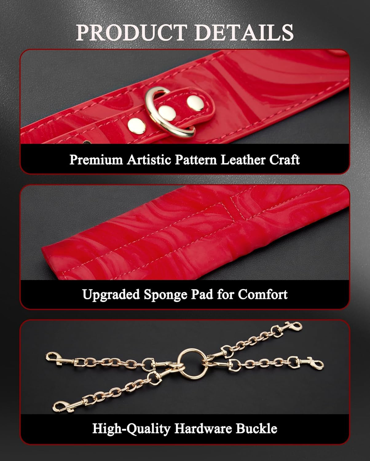 RougeTether 7-Piece Red BDSM Bondage Restraint Kit