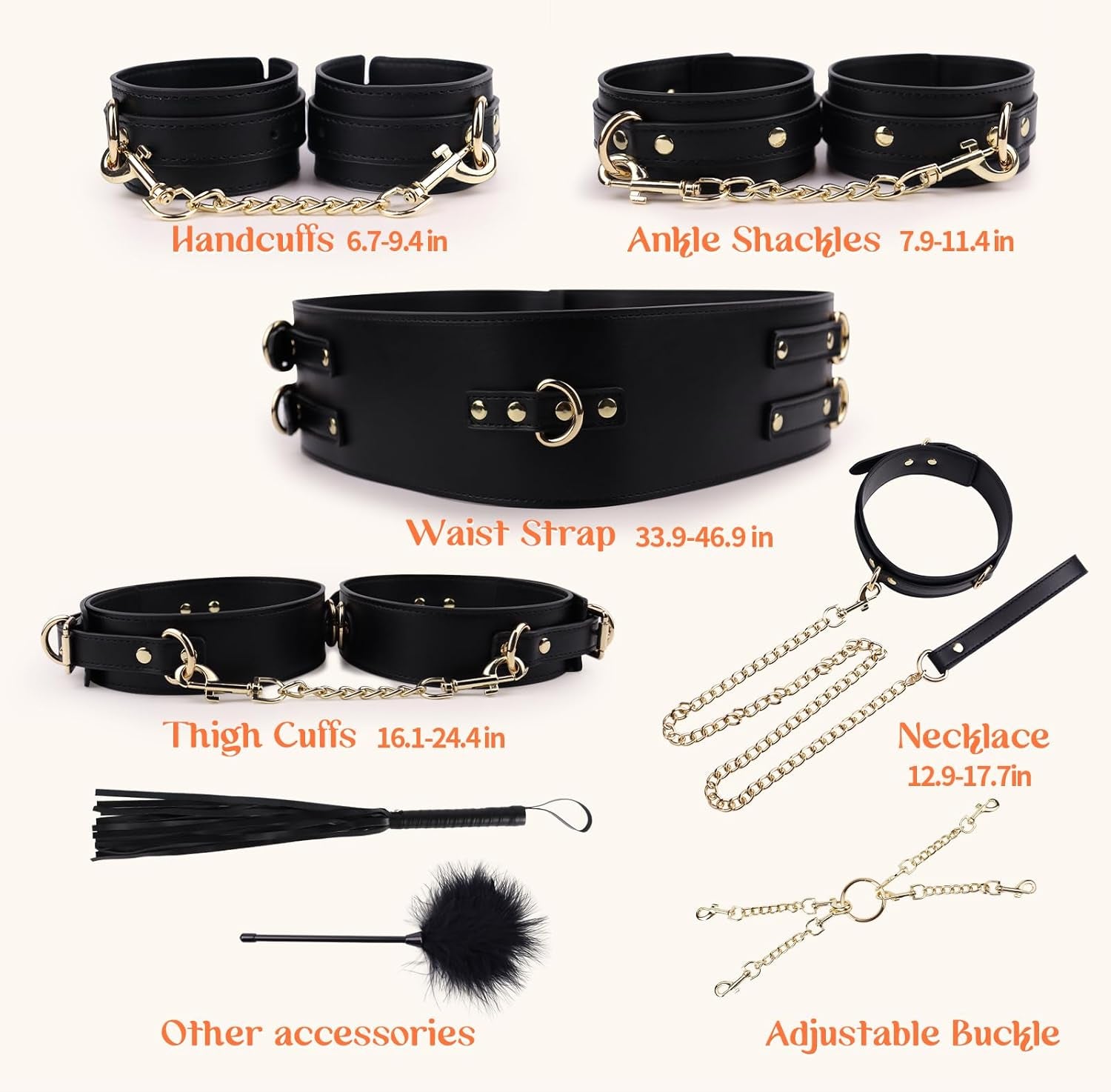 TotalBind BDSM Body Restraint Kit – Neck to Ankle, 8 Pcs
