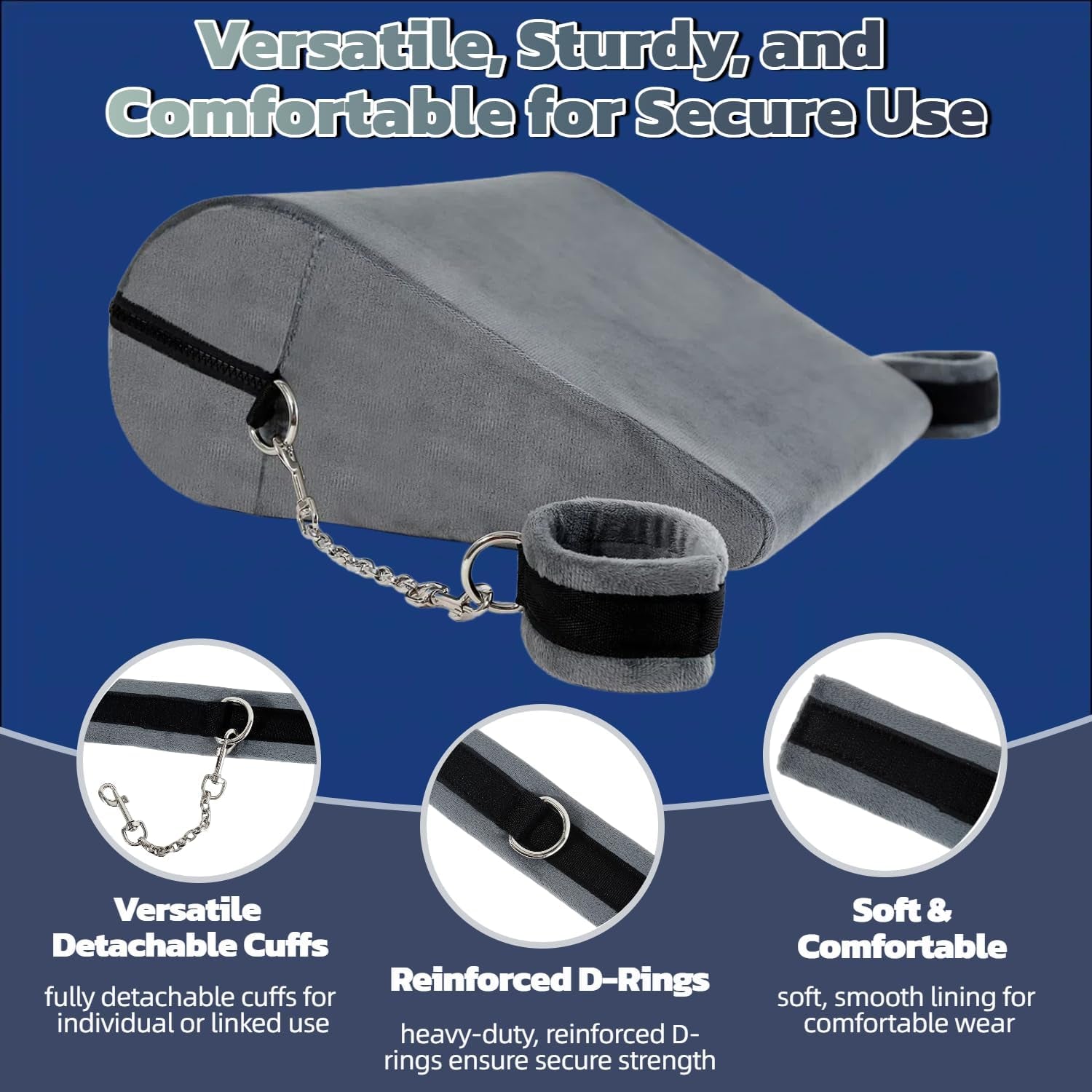MidnightAngle Sex Pillow Wedge with Cuffs