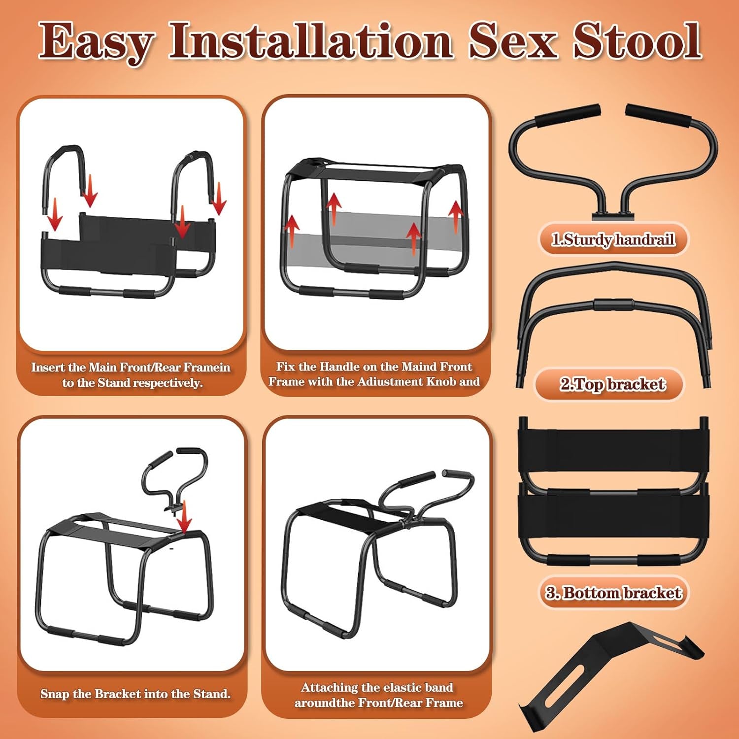 Adjustable Sex Chair, Sex Furniture for Adults with Soft Padded Seat & Elastic Straps, Versatile Sex Position Chair for Bedroom Fun, Portable Sex Stool & Sex Couch for Deeper Pleasure