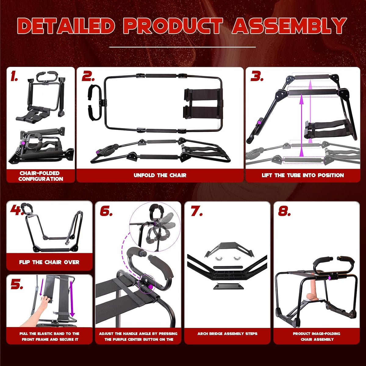 LowCourt Foldable Sex Chair with Padded Handles and Support Straps