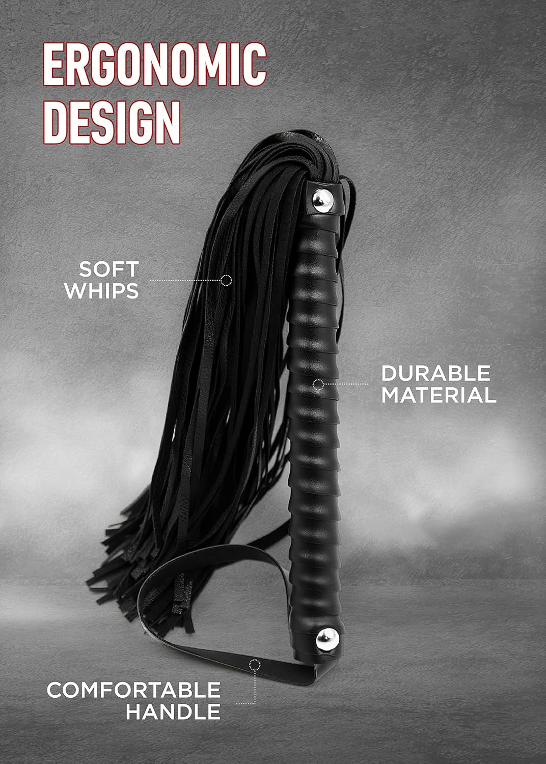 BlackTongue 23" Black Leather BDSM Flogger for Impact BDSM Play