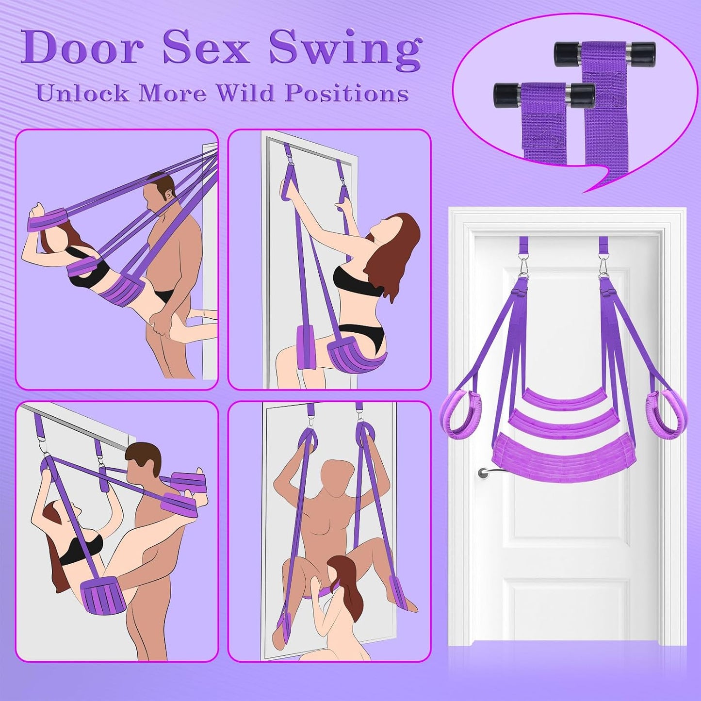 PlushRide Over-Door Purple Sex Swing – Padded, Holds 300 Lbs