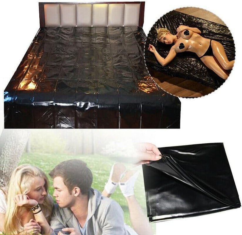 Wet Game Bed Sheets, Waterproof & Oil Resistant Adult Sex Bed Sheets, Waterproof Fitted Play Sheet, Waterproof Bedding Set Sex Toys, BDSM Messy Play Sex Sheet Bed Cover (Black)