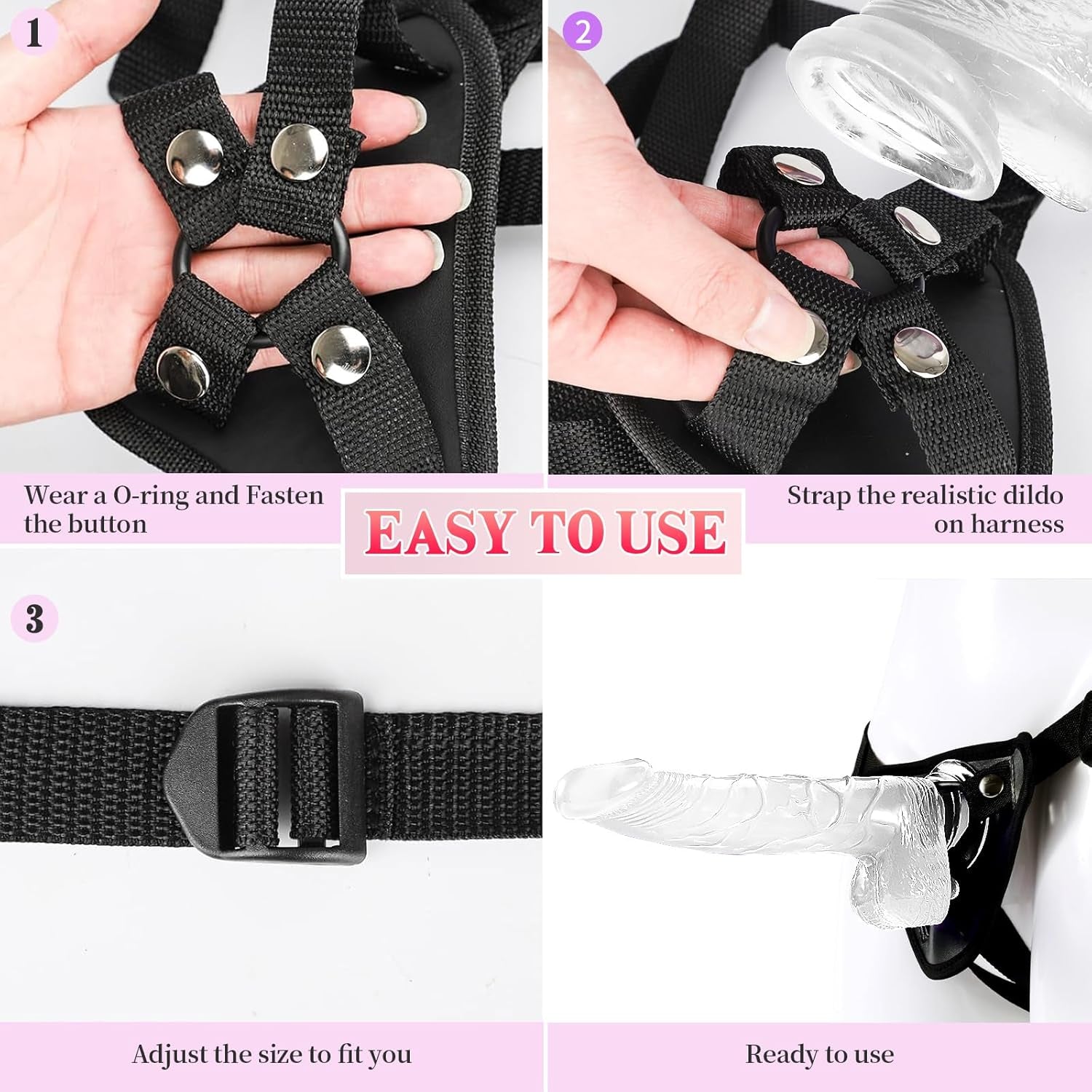 NightThrall 8.3in Strap On Dildo & Harness Set