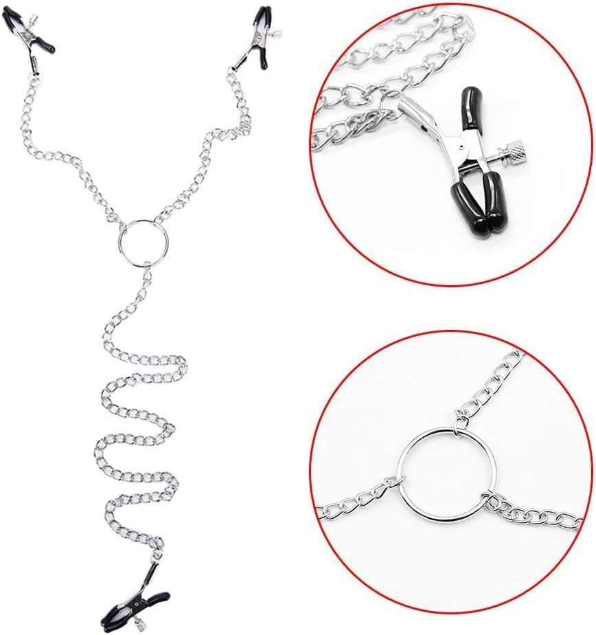 ChainedBloom Adjustable BDSM Nipple and Clitoral Clamps with Chain