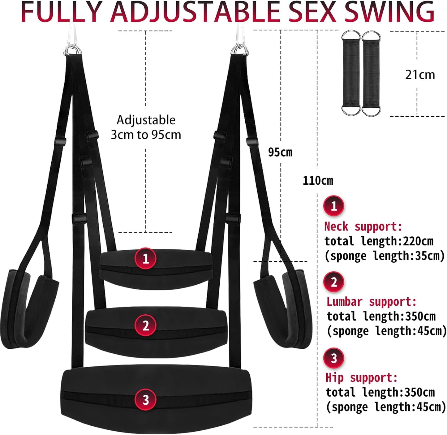 BDSM Sex Swing, Heavy Duty Sex Swings with Door Hanging Straps Adjustable Sex Sling Comfortable Padded Cushion, Bondage Swing Sex Furniture for Couples Sex Toys