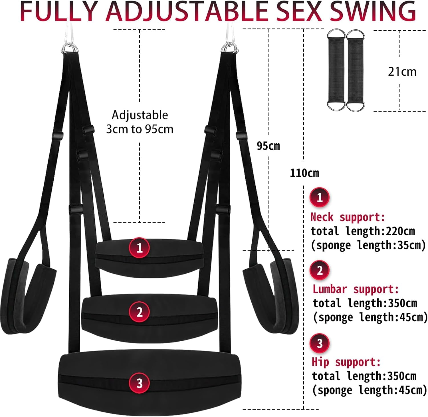 BDSM Sex Swing, Heavy Duty Sex Swings with Door Hanging Straps Adjustable Sex Sling Comfortable Padded Cushion, Bondage Swing Sex Furniture for Couples Sex Toys
