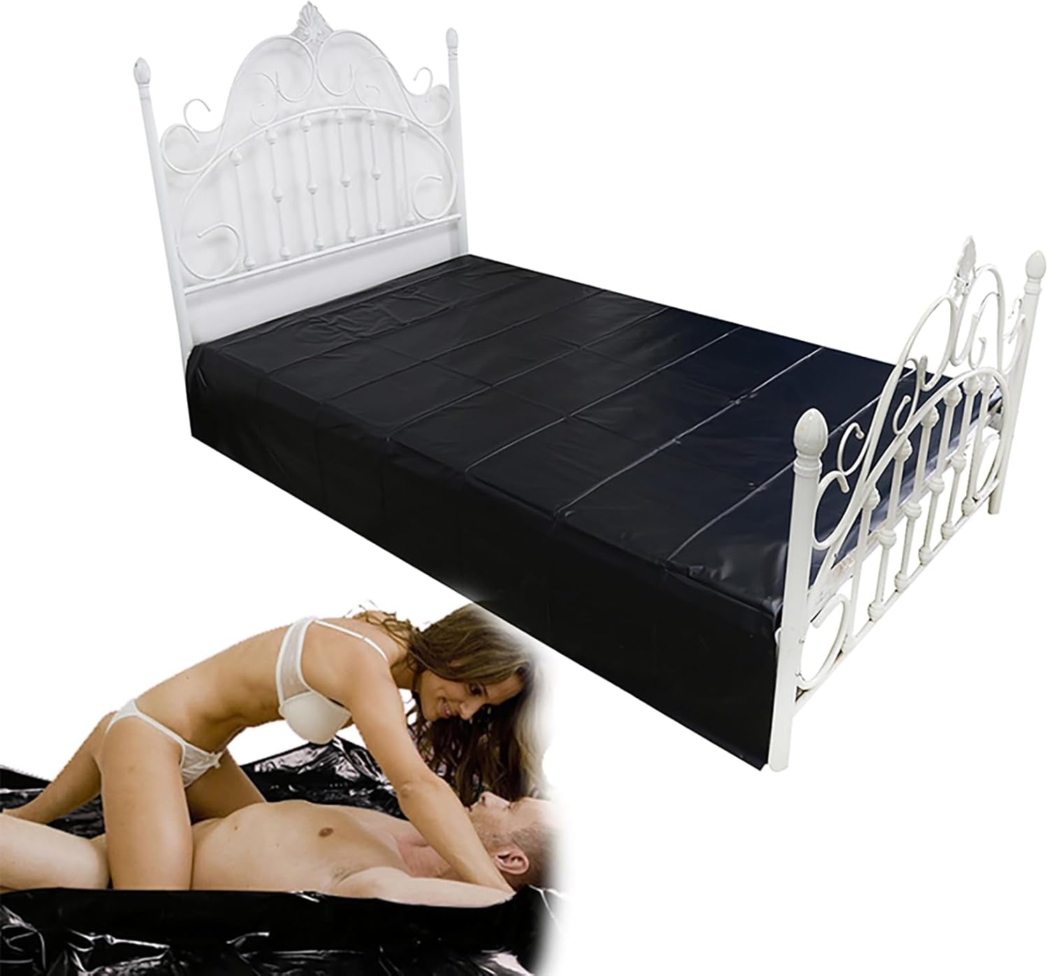 Waterproof Bed Sheet - 78.7X86.6 Inches Reusable Waterproof Mattress Protector Easy Clean Large Bed Cover (Black)