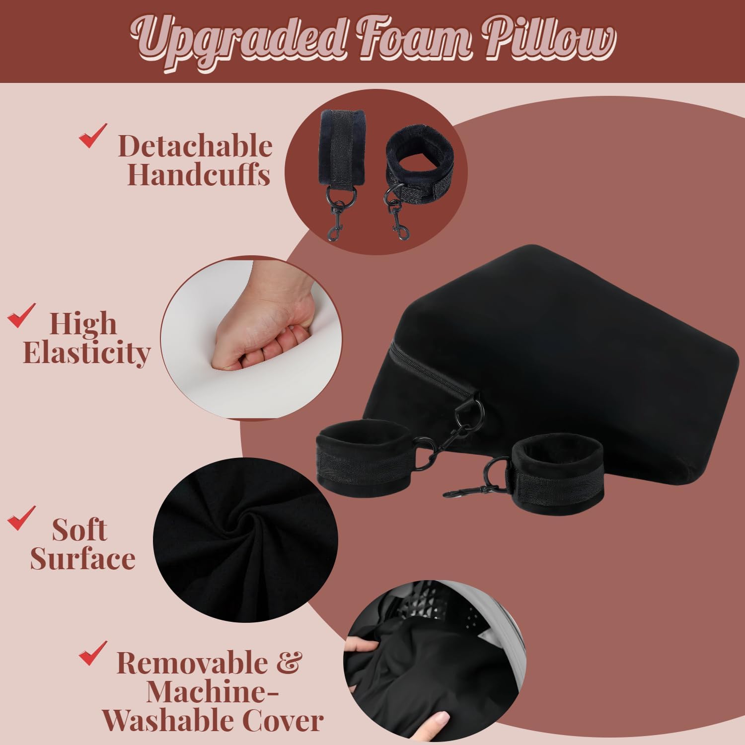 NoirLift BDSM Sex Position Pillow with Cuffs
