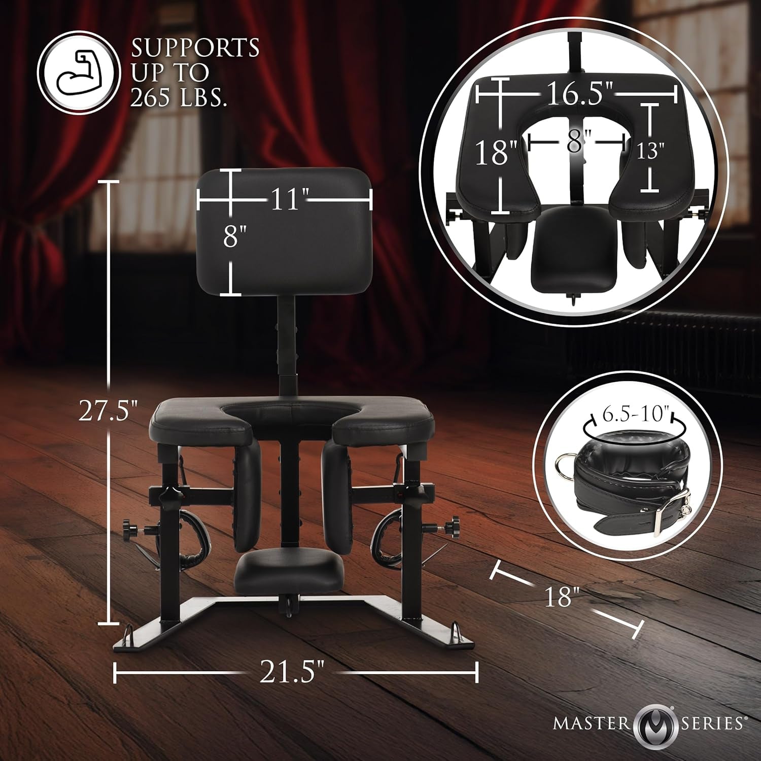 MasterThrone Oral Sex Chair | Padded BDSM Throne with Cuffs